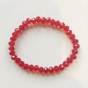 Red Glass Faceted Stretch Bracelet